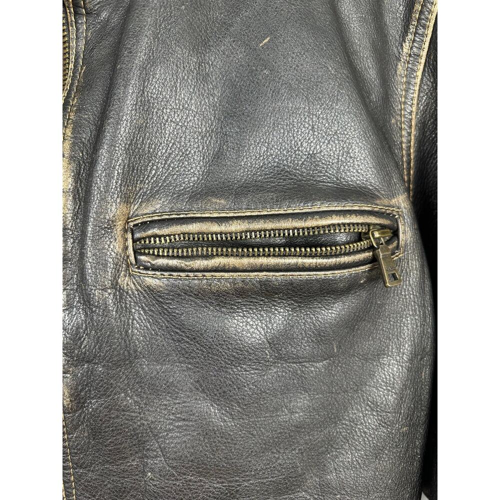 Marc New York by Andrew Marc Men's distressed leather moto jacket Large Vintage - Picture 10 of 10